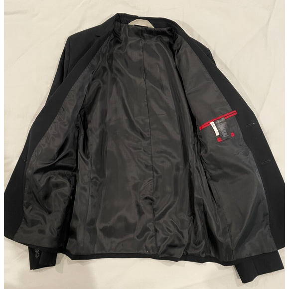 Boys H&M Cotton Black Lined Blazer Jacket Sport Coat Sz 13-14y - Picture 2 of 5